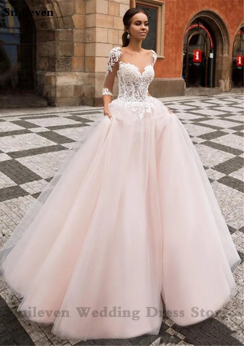 Smileven A Line свадебное платье-бохо Свадебные платья полупальто арабский Vestido De Noiva Свадебные платья Турция Стиль