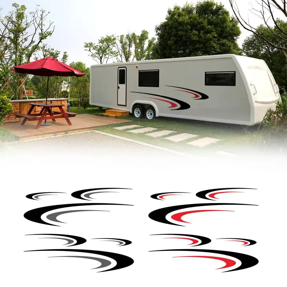 

6 шт. Виниловые наклейки для автомобиля в полоску, боковые наклейки для тела, наклейки с царапинами для Camper RV, аксессуары для дверной панели п...