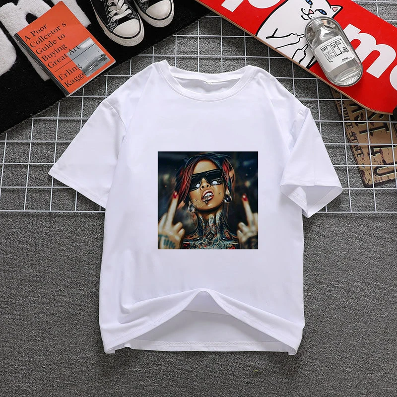 

women Fashion Soft Casual White T shirts Tops funny printed T-shirt Beautiful Black Girl Summer Harajuku Top T-shirt