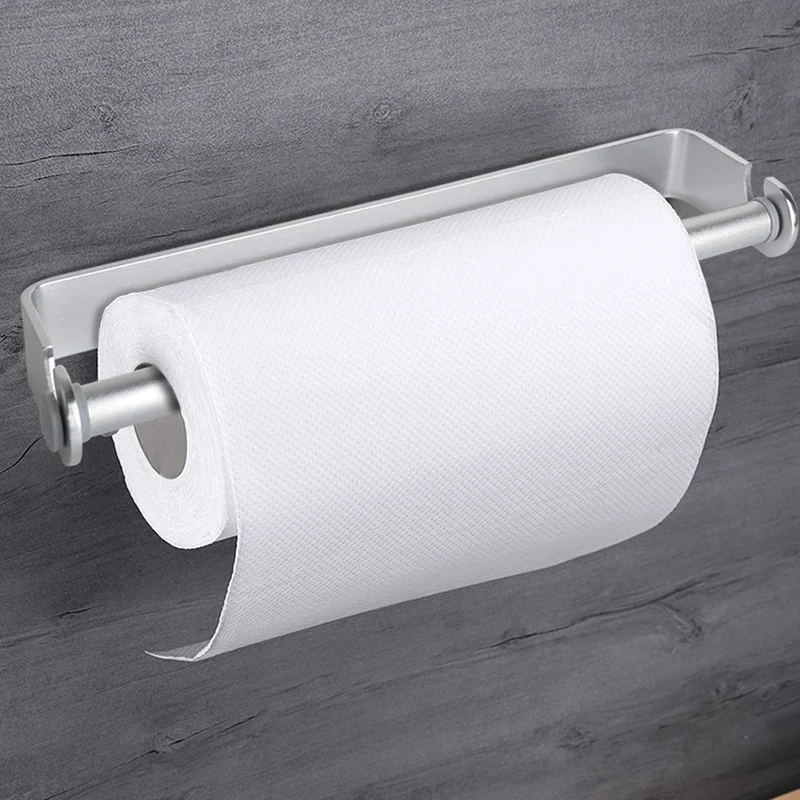 

Self Adhesive & Wall Mount Paper Towel Holder & Dispenser,Kitchen Tissue Towel Holder Stand Under Cabinet-Silver