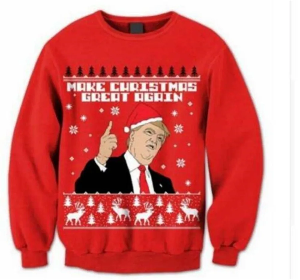 2019 Xmas Donald Trump Ugly Make Christmas Great Again Winter Sweater Women Funny Gift Womens Mens Unisex Cosplay Pullover | Женская