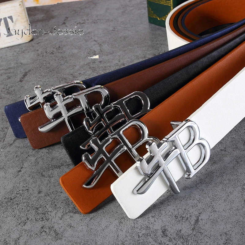 Высокое качество мужские геометрические металлические пряжки ПУ пояс Женский
