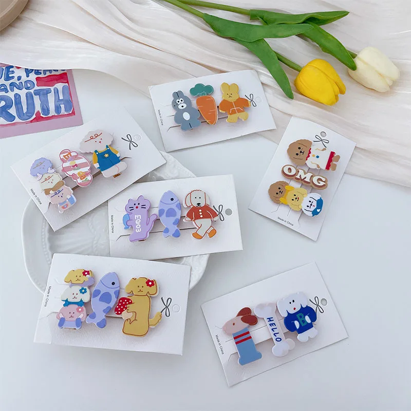 

Шпилька для волос в Корейском стиле Ins с милыми мультяшными героями милая девочка с сердцем головной убор детский боковой зажим