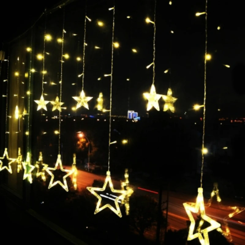 Рождественская гирлянда звезда светодиодная занавеска струнный светильник