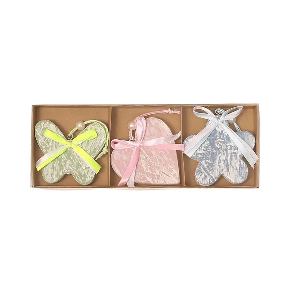 

3Pcs/Set Rabbit Pendant Decorative Exquisite Wood Happy Easter Bunny Ornament Decoration for Party