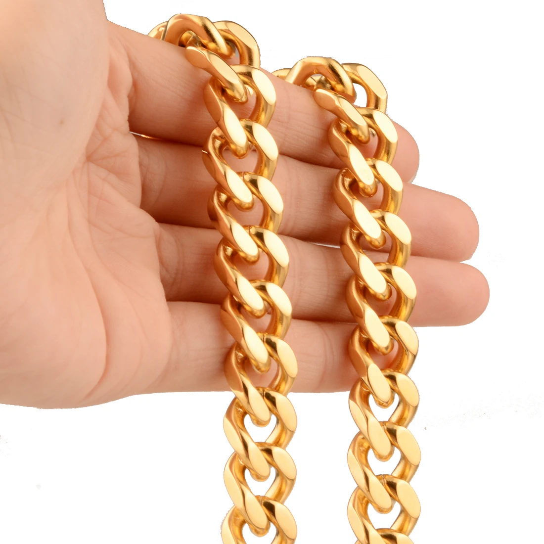 11 мм мужское ожерелье или браслет из нержавеющей стали золотого цвета цепочка с