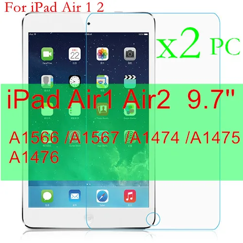 For iPad Air 1 2 2 шт Защитное стекло для apple ipad air 1 2 pro 9,7 10,5 устойчивая к царапинам Защита экрана для ipad 2, 3, 4 стеклянная пленка - Цвет: For iPad Air 1 2