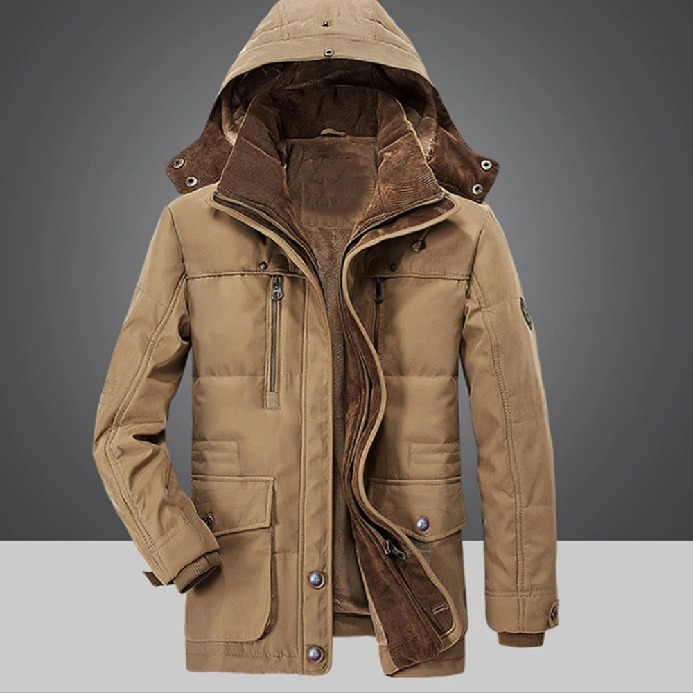 Autumn Winter Men Hooded Parkas Fur Linner Thicken Jacket Male Casual Overcoat Coats Man Jaqueta Masculina Plus Size 6XL