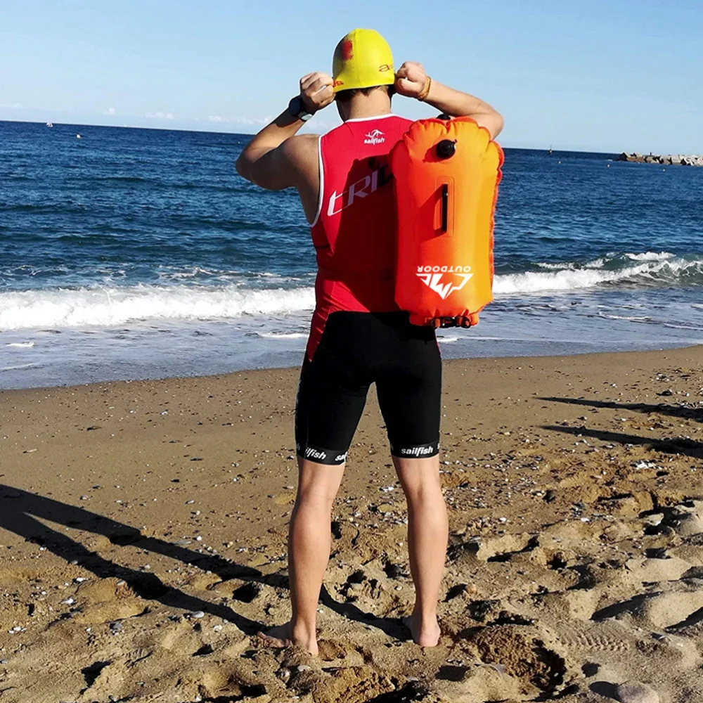 

Open Water Swim Float Ultralight Safety Float Dry Bag for Swimmers Triathletes Snorkelers Surfers (Orange)