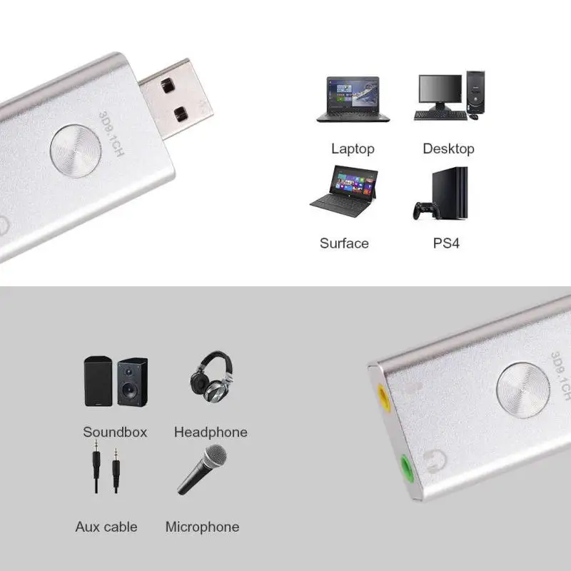 Высококлассный USB 3 1 внешняя звуковая карта адаптер Plug-and-play Конвертер Разъем для