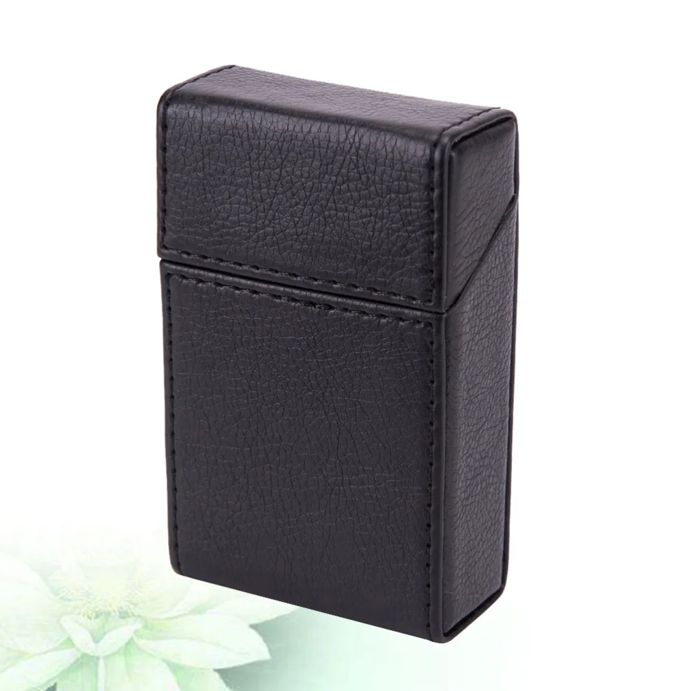 

1pc PU Leather Cigarette Case Premium Business Cigarette Box Portable Cigarette Container for Men（Black）