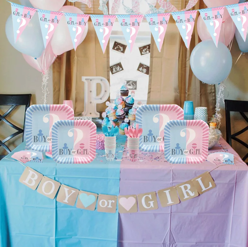 Набор одноразовой посуды для декорирования вечеринки по половой расцветке