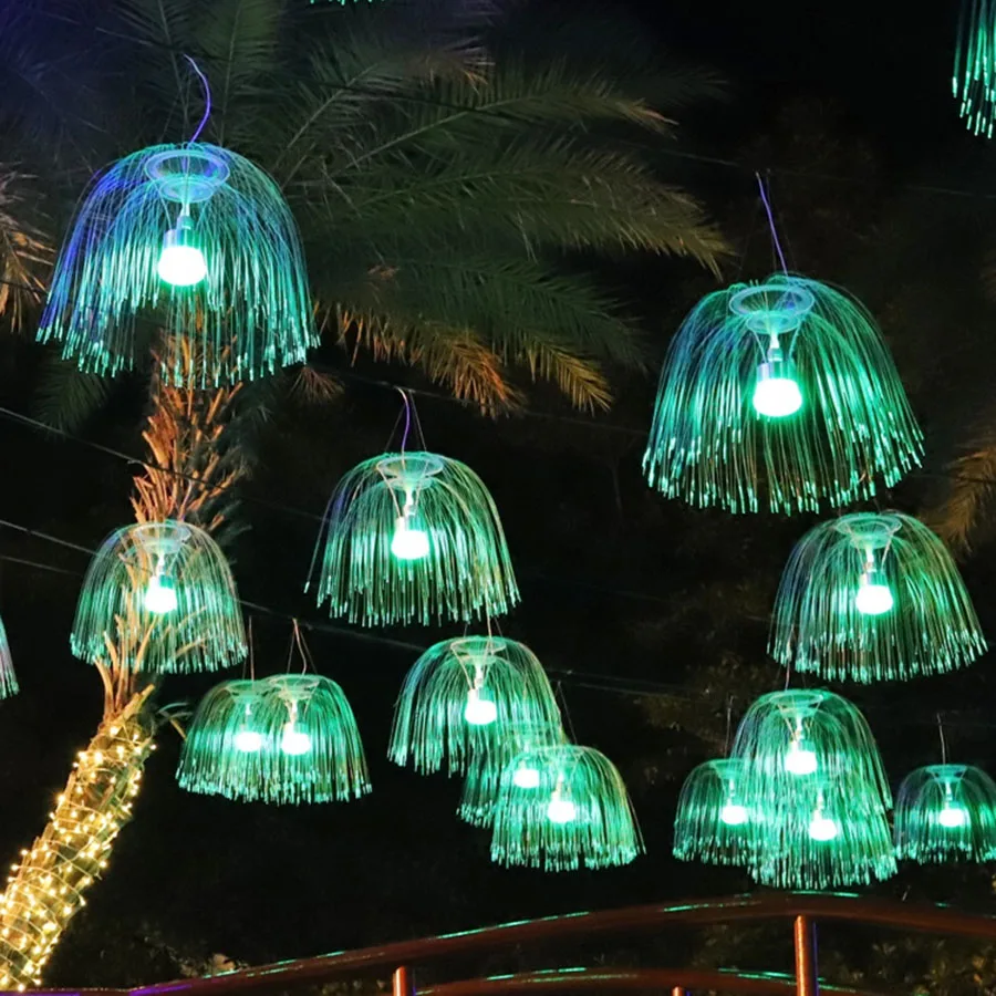 

60/80CM Fiber Optic Fairy String Light Jellyfish Dandelion Optic Fiber Christmas Hanging Garland Light For Tree Patio Decor