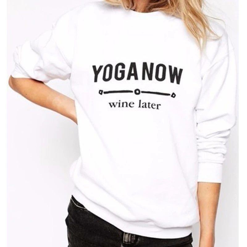 

NOW Wine Later Letter Print Crewneck Sweatshirt Women Sexy Top Fashion Pullover Tops Girls Jumper Outfits Sweater(S-XXXL)