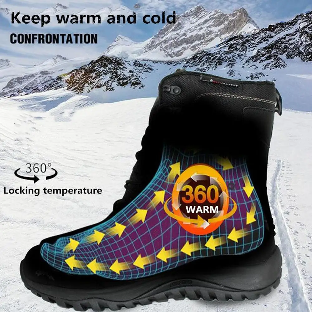 Ботинки на шнуровке для мужчин и женщин теплые непромокаемые бархатные ботинки