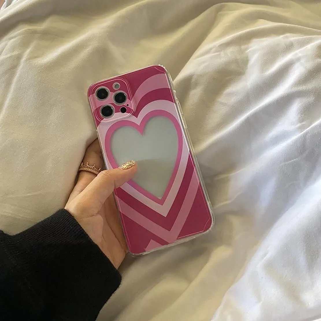 Multi Layer Pink Love Phone Case For iphone 11 13 Pro 12 14 Pro Max 12Mini X XS XR XSMAX 6 7 8 Plus SE20 Transparent Photo Cover