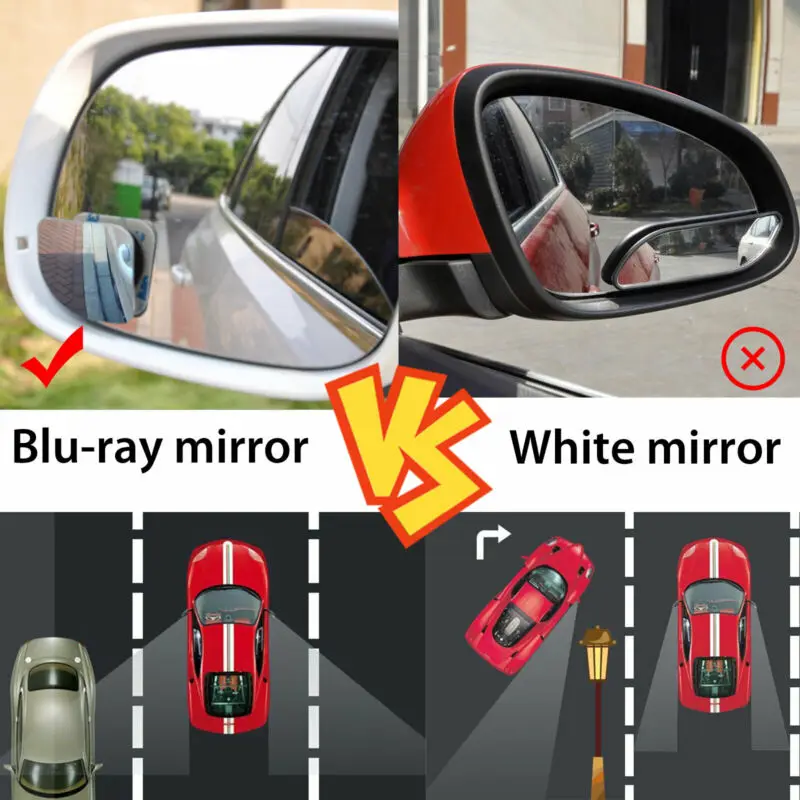 2pcs Universal Car Accessories Auto 360 Wide Angle Adjustable Convex Rear Side View Blind Spot Mirror IP65 Water Proof | Автомобили и