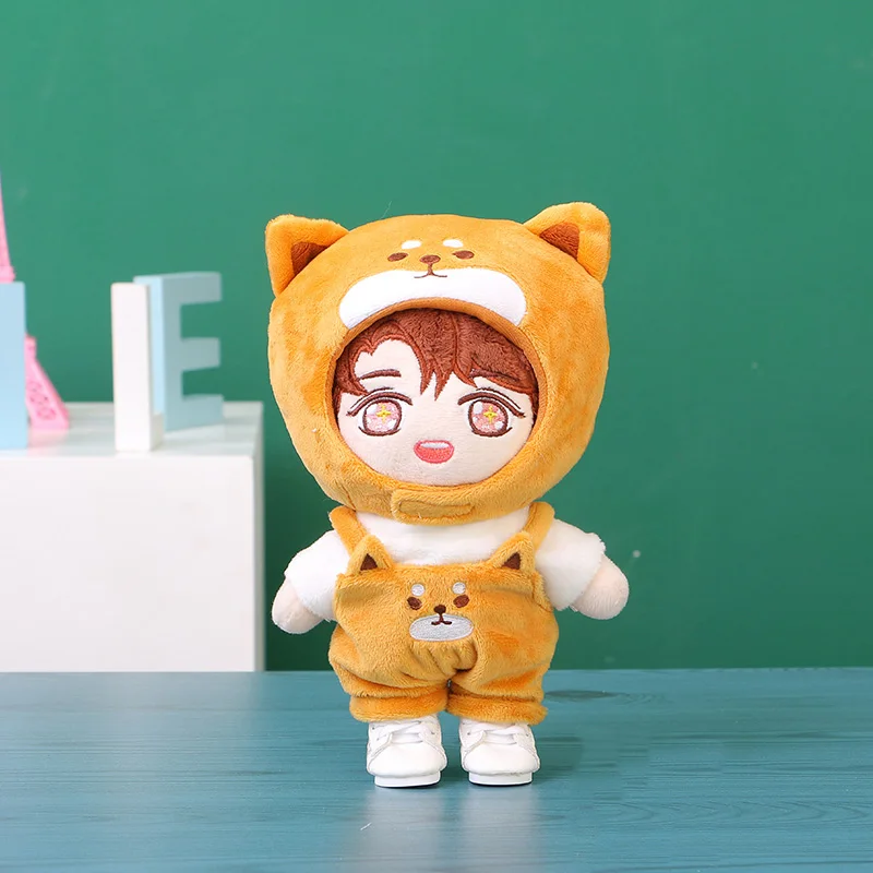 for 15cm doll 20 см, 15 см, Kpop EXO, черно-розовая кукольная одежда, собачья шляпа, футболка, комбинезон, костюм, наряд плюшкуклы, карнавальный костюм ручной работы - Цвет: for 15cm doll