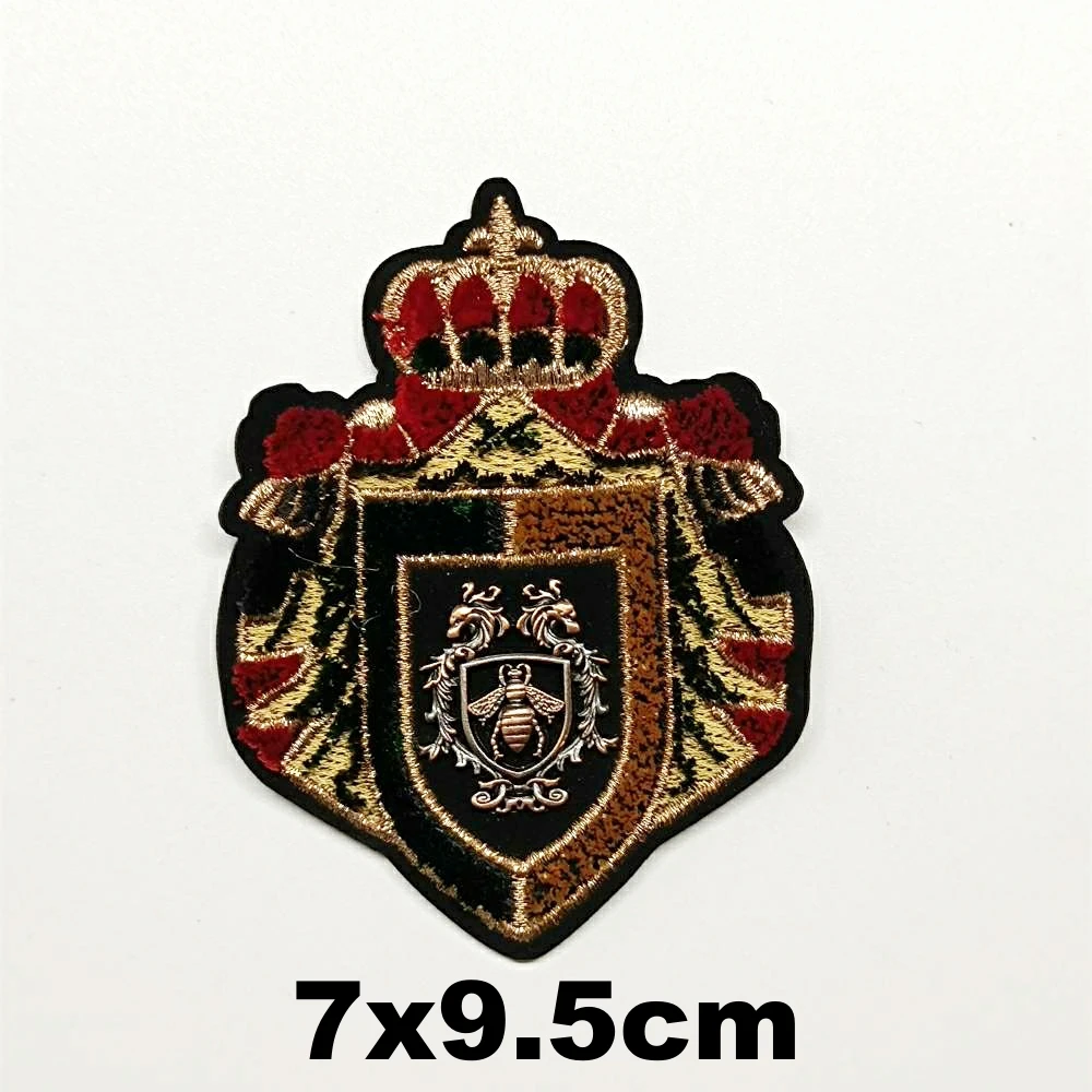 

Garment accessory embroidery metal crown bee leaf dinosaur embroideried patches for clothing PA-3205