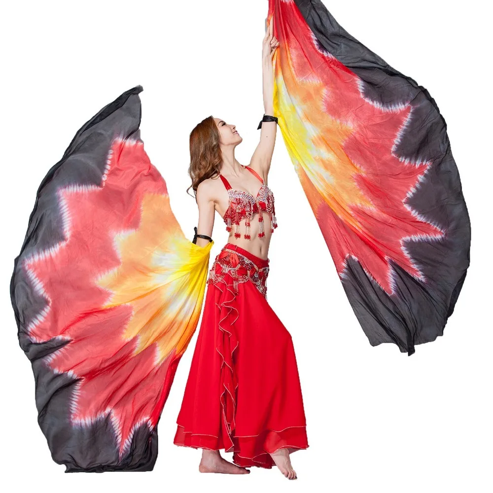 Реквизит для выступлений 1 пара полумесяц танцев вуаль шелк радужные крылья