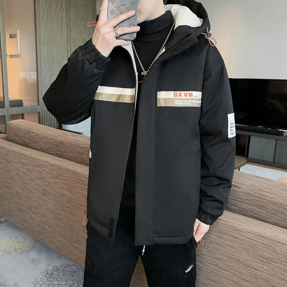 New 2022 Autumn Thick Warm Hooded Cotton Padded Jackets Winter Casual Parkas Outwear Korean Fashion Youth Top Down Coat Clothing