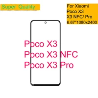 10pcslot for xiaomi poco x3 nfc touch screen panel front outer glass lens for poco x3 pro lcd glass front with oca glue
