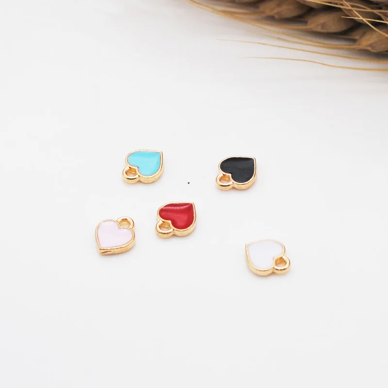 50 шт./лот модные маленькие подвески в форме сердца 7*8 мм золотистые масляные для