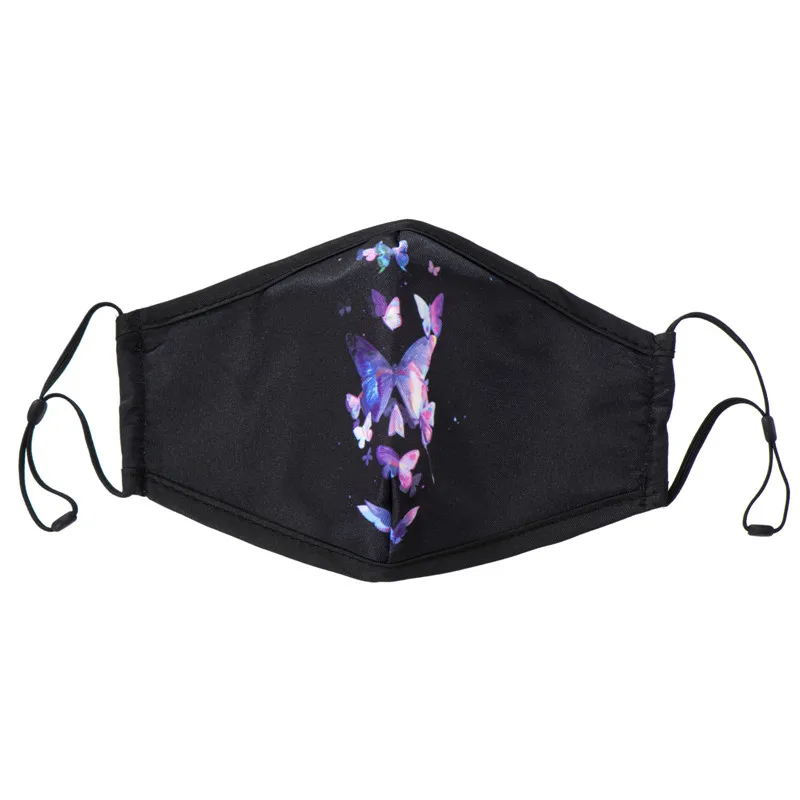 Модная Тканевая маска для лица с бабочками моющаяся хлопковая зимняя