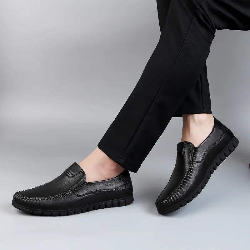 Лоферы мужские из натуральной кожи повседневная офисная обувь без застежки