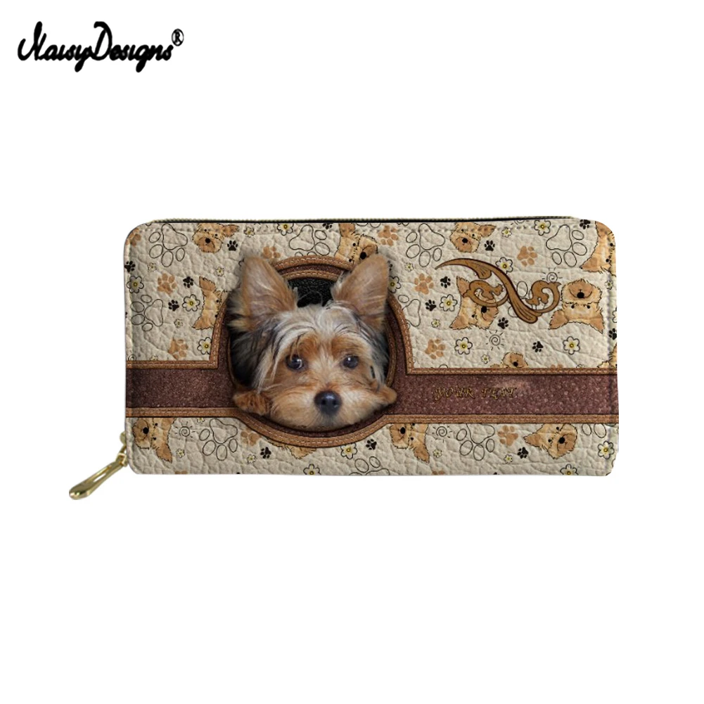 

Длинный женский кошелек с милым рисунком собаки, роскошный Портативный кошелек большой вместимости с 4 отделениями для карт