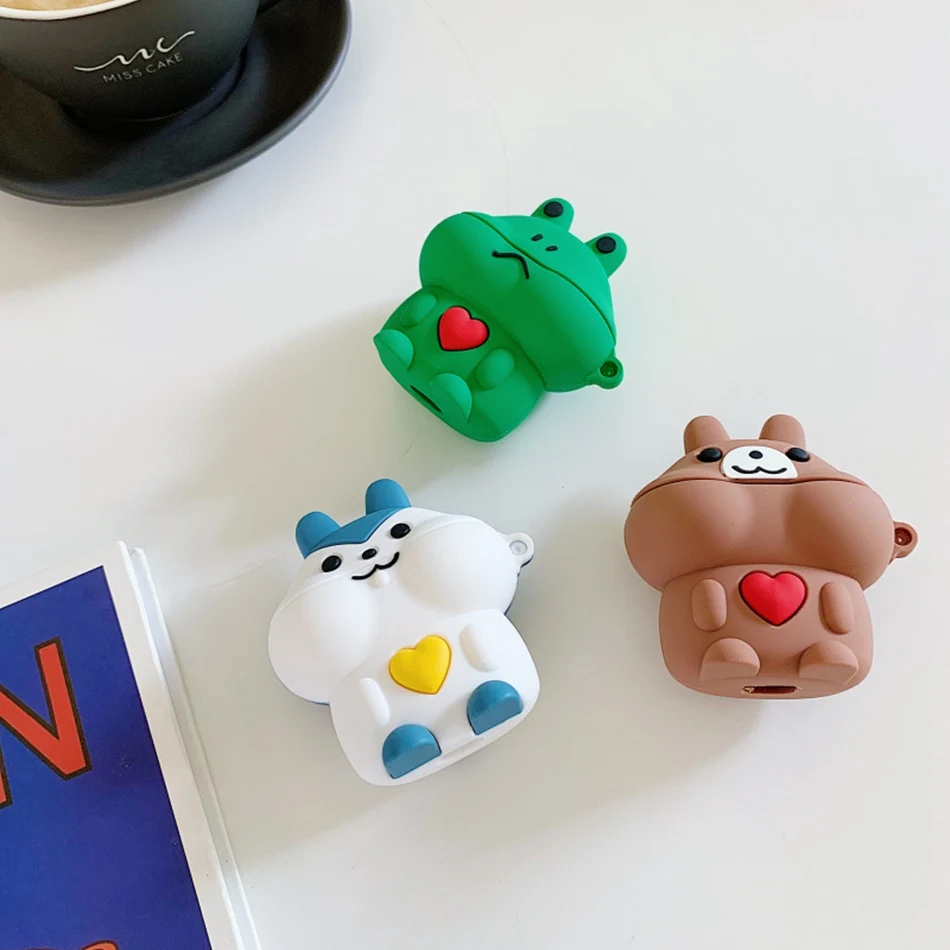 3D чехол для наушников для AirPods, силиконовый чехол, милый ins, медведь, собака, чехол для Apple Air pods 2, наушники/Earburd/Earpods, чехол, ремешок