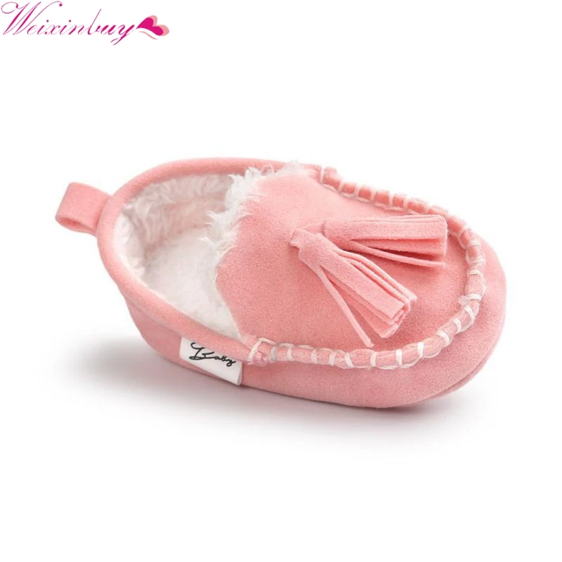 

Winter Baby Shoes Leather Infant Suede Baby Moccasins Newborn Princess Tassels Baby Casual Shoes