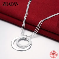 zdadan 925 sterling silver frosted round necklace for women fashion wedding jewelry gift