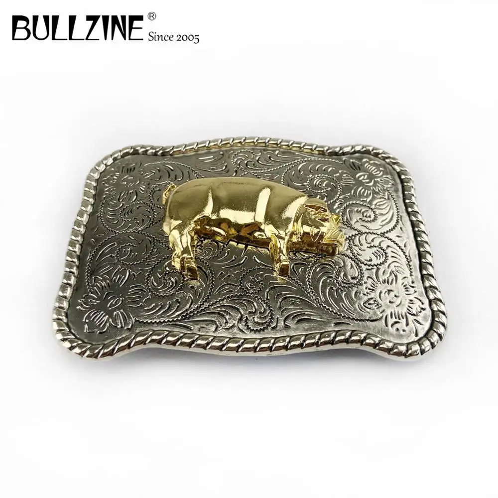 Пряжка для ремня Bullzine из цинкового сплава с серебристой и золотой отделкой -