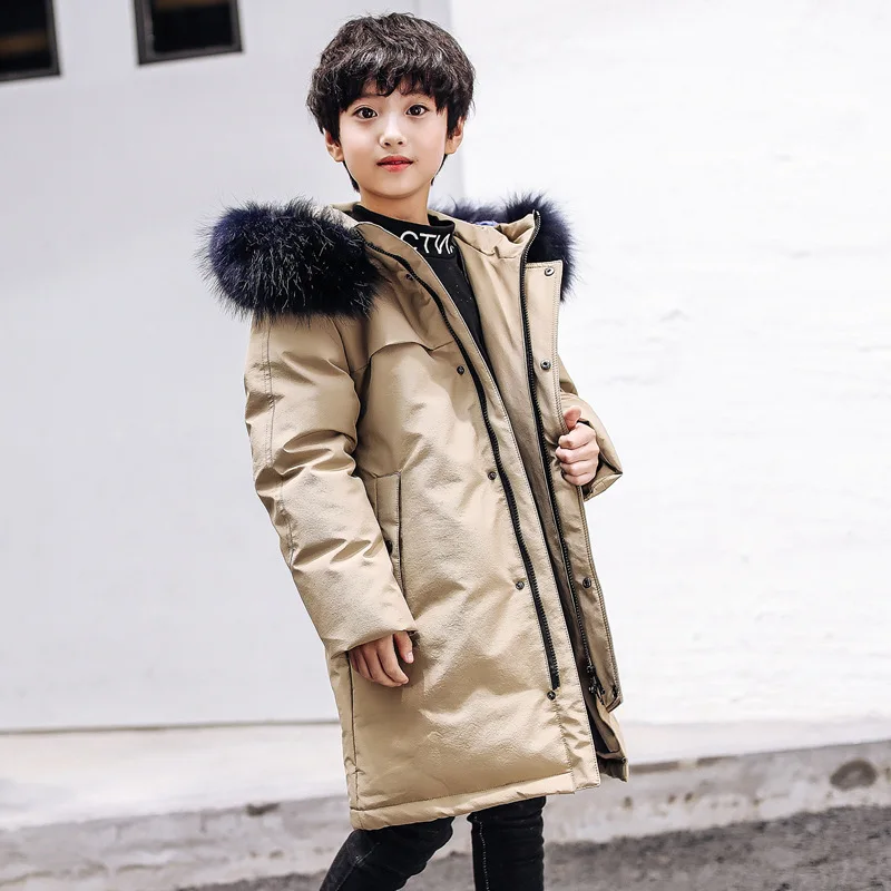 ZQLZ/новая детская зимняя куртка теплое пальто с капюшоном и натуральным мехом