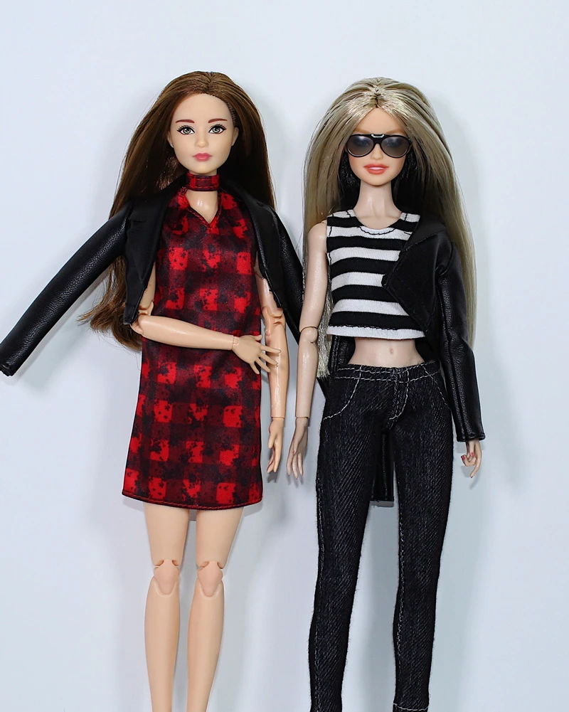 Горячий розовый и черный кожаный наряд пальто для 1/6 BJD Xinyi FR ST Кукла Барби/Одежда