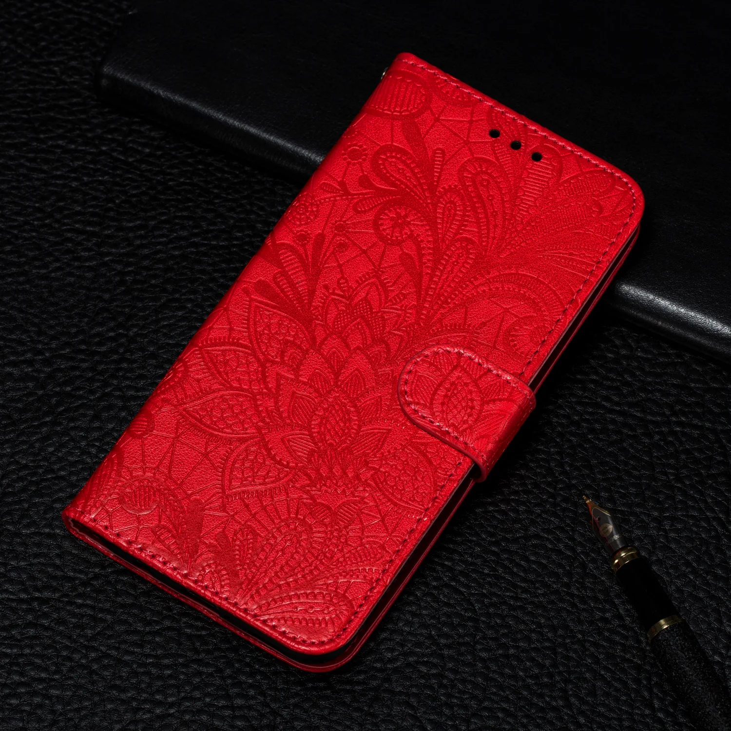 Lace Red Для huawei Y5 Чехол кожаный флип чехол для huawei Y52019 huawei y5 AMN-LX9 AMN-LX1 AMN-LX2 LX3 бумажник бэдж, функцией подставки и магнитной защелкой - Цвет: Lace Red