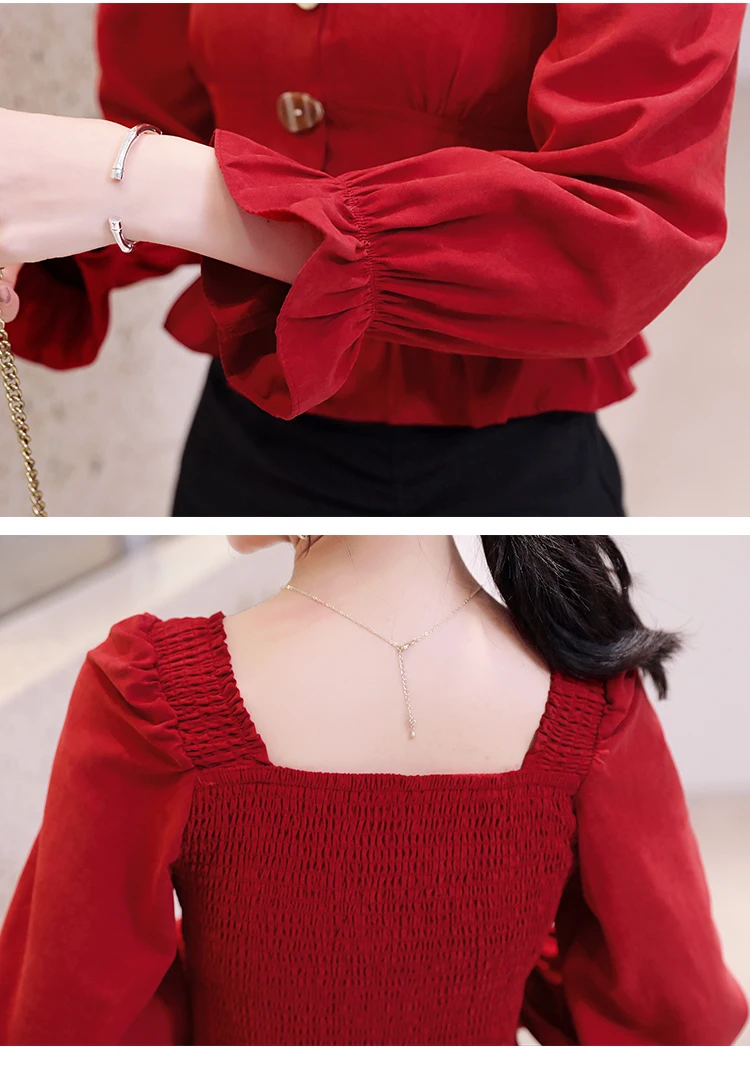 

Fashion Woman Blouses 2021 Long Sleeve Chiffon Blouse Women Shirts Slash Neck Blouse Women Blusas Womens Tops And Blouses C399