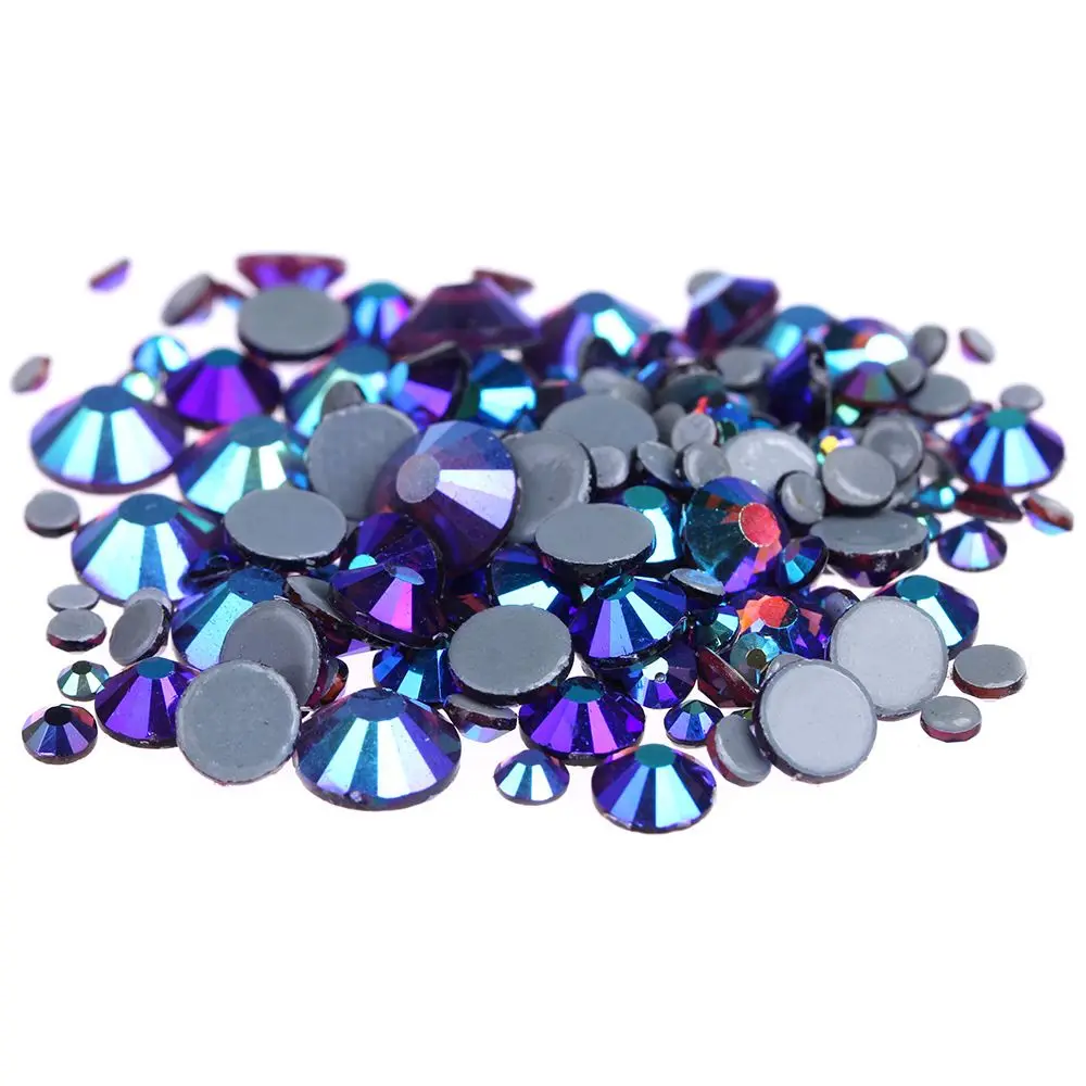 Amethyst AB Многоцветный AB высокое качество Хрустальное стекло супер яркие горячей фиксации стразы из горного хрусталя Hotfix клейкие Стразы для ткани одежды - Color: Amethyst AB