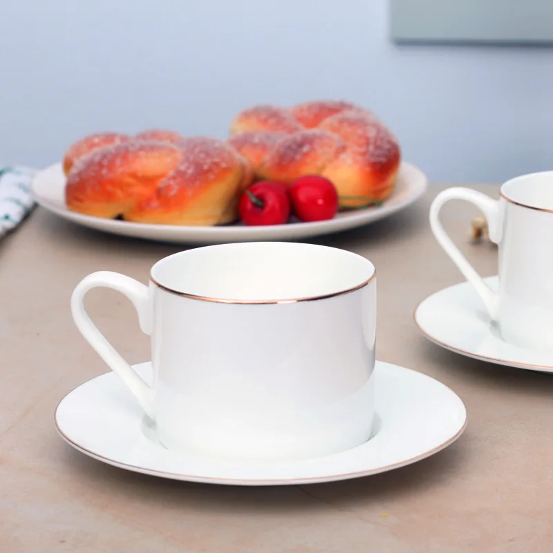 Fun Fervent White Bone China Coffee Cup Simple and Saucer Set Phnom Penh Can Add LOGO European Kitchenware | Дом и сад