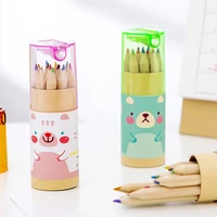 12pcsbox cute mini color pencils creative stationery cute bear pencils for school colored pencils school supplies