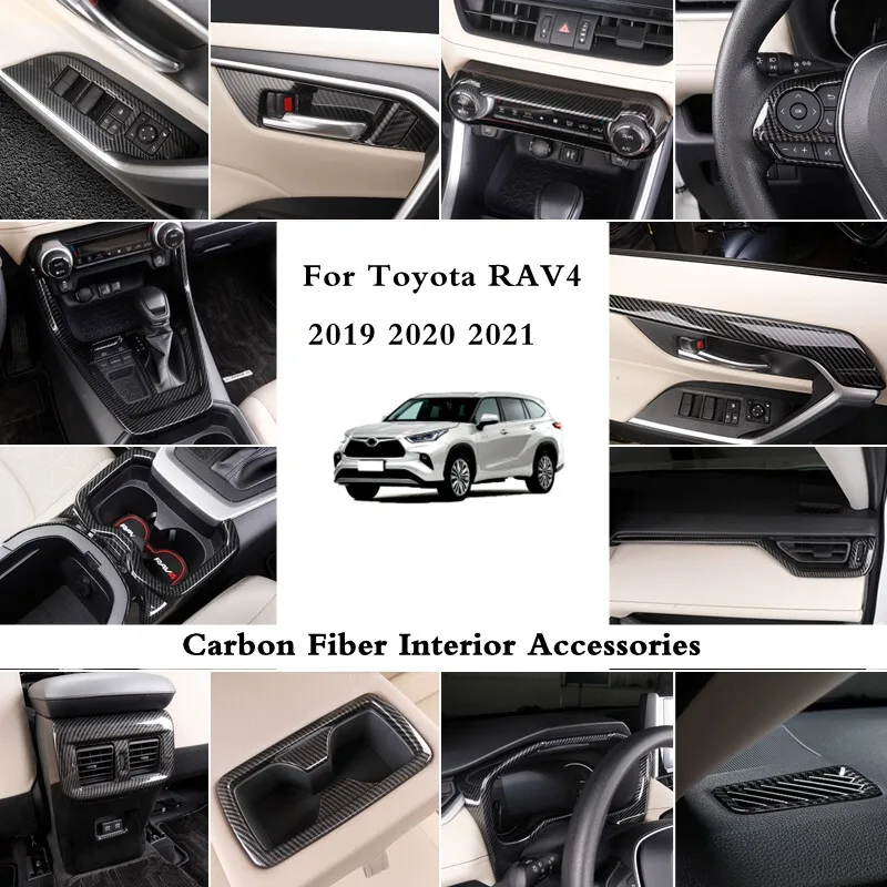 

For Toyota RAV4 XA50 2019 2020 2021 2022 ABS Carbon Fiber Interior Moulding Gear box Center Console Dashboard Modify Decoration