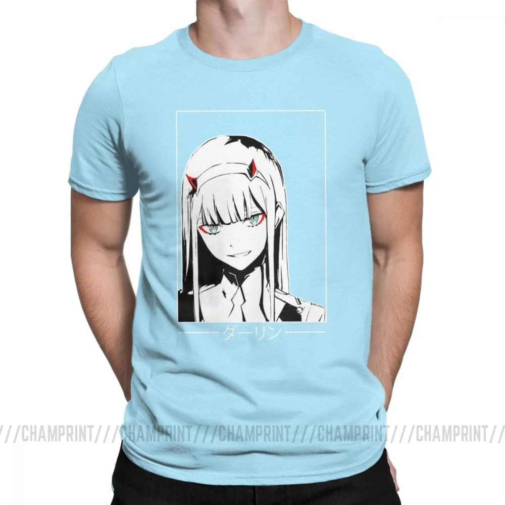 Небесно-голубой Крутая футболка Zero Two Darling In The Franxx Movie, футболка для мужчин, хлопок, футболки смешного размера плюс, топы, Новое поступление одежда - Цвет: Небесно-голубой