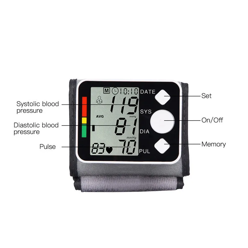 Тонометр высокой четкости Digitale Manchet Lcd-scherm Pols Bloeddrukmeter кровяное давление apparaat Hart Hartslag Meter Tensiometer