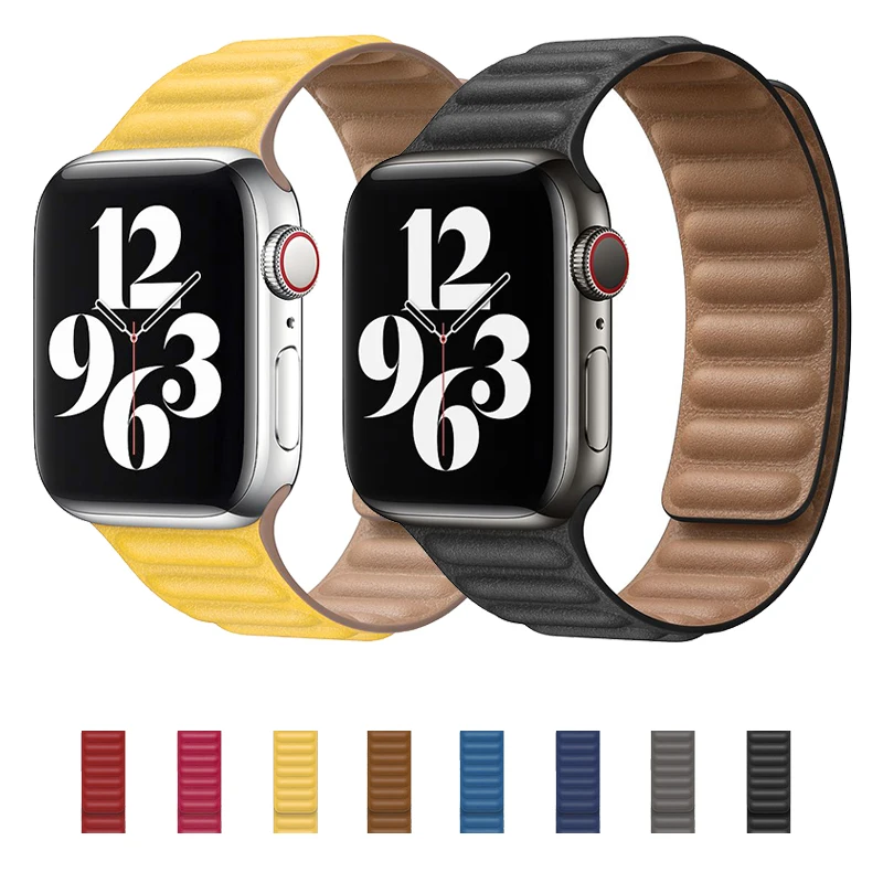 Ремешок кожаный для apple watch band 44 мм 40 iWatch series 6 SE 5 4 3 2 1 браслет наручных часов 42 38