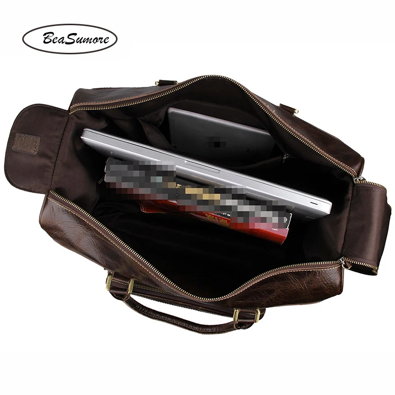 Мужская Дорожная сумка BeaSumore из воловьей кожи деловая на колесиках 100%