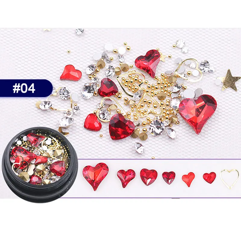 1 коробка разноцветные стразы в форме сердца круглые хрустальные украшения 3D