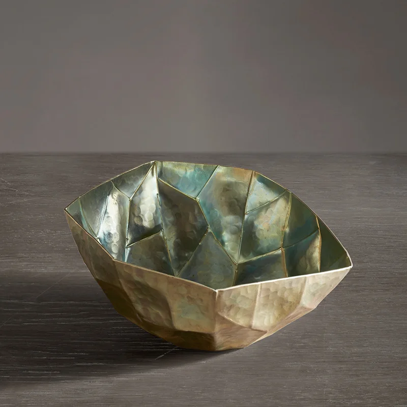 

zq Home Ornament Geometric Section Candle Cup Brass Abstract Art Candle Cup