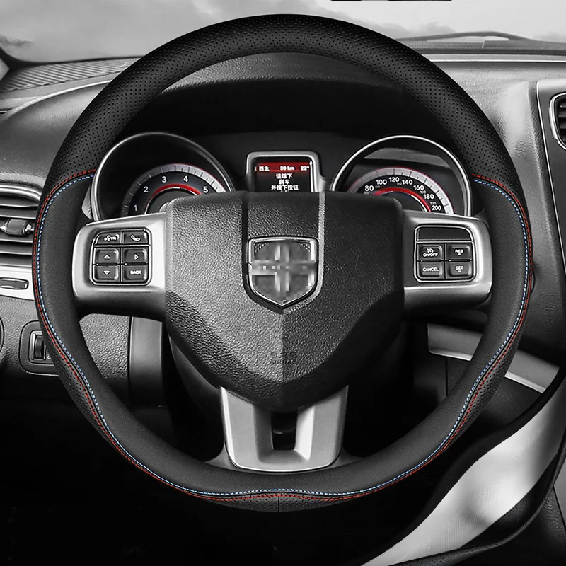 Dodge Car Steering Wheel Cover Carbon Suede + PU Leather For Dodge Caliber Journey Ram 1500 Challenger Carregador Nitro Durango