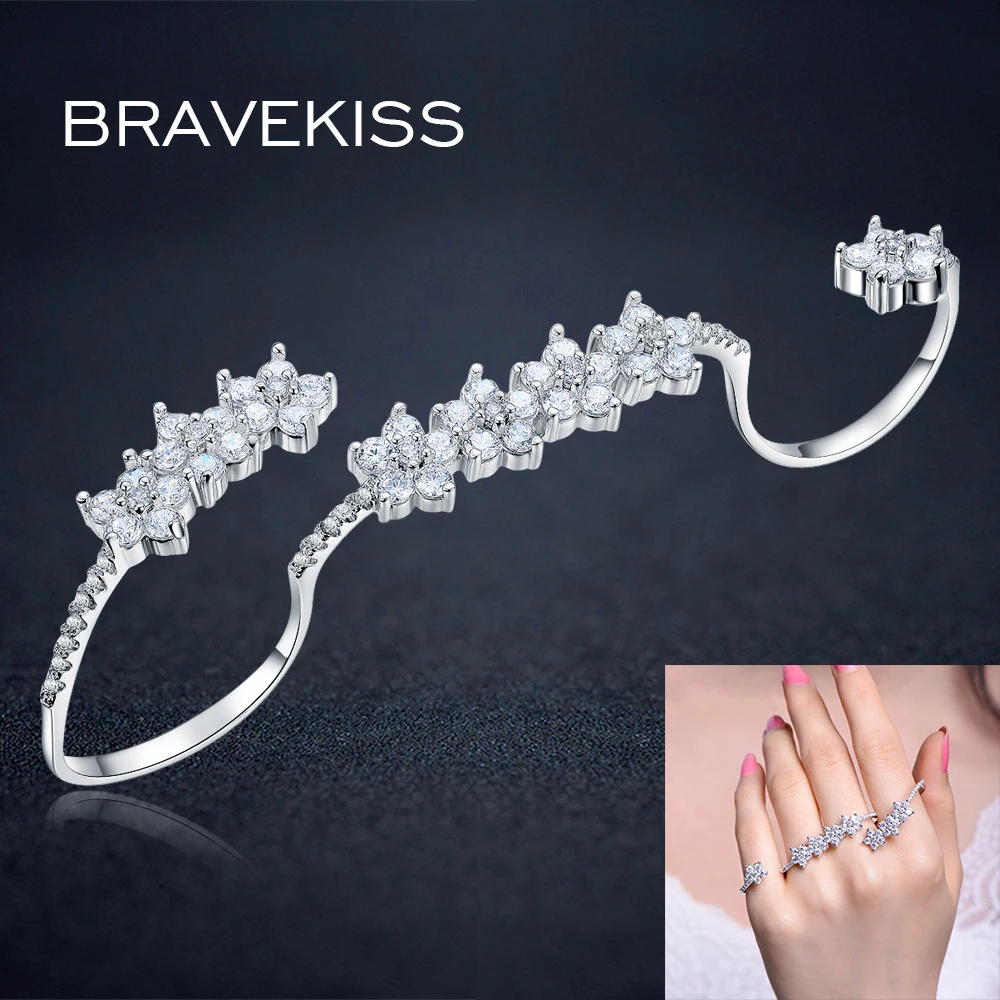 Женское кольцо с кристаллами BRAVEKISS полные кольца на палец цветком из циркония